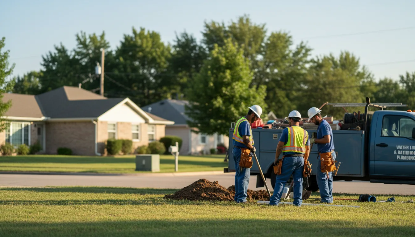 Residential water line and bathroom plumbing service in Matthews, MO